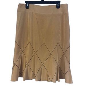 For the Republic light brown fit n flare‎ perforated lined skirt 14